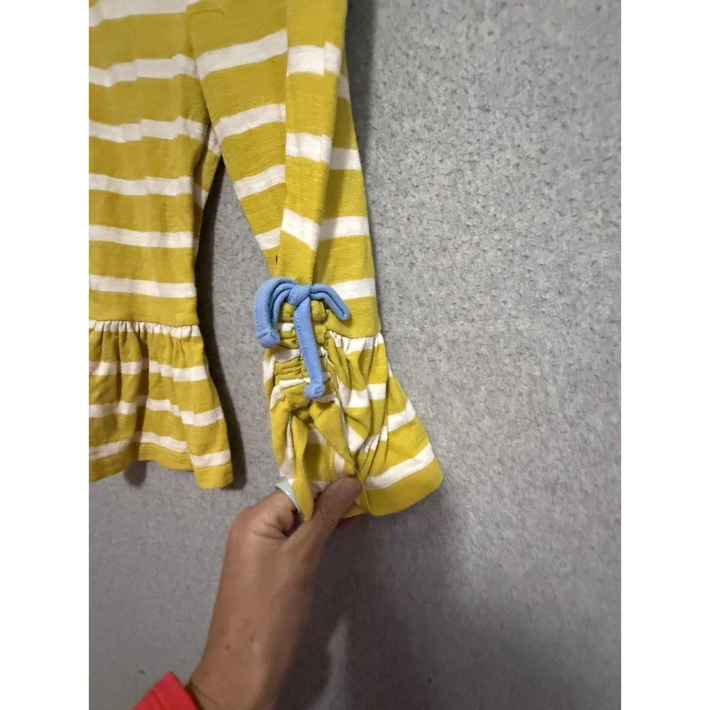 Matilda‎ Jane Capri Pants Girls 4 Yellow Stripe Ruffle Hem Blue Tie Jersey Knit